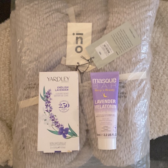 Indigo Grey Throw Blanket, luxury lavender body soap, Lavender sleep mask - Picture 1 of 12